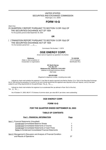 Vorschaubild OGE Energy
 10-Q Quartalsbericht  