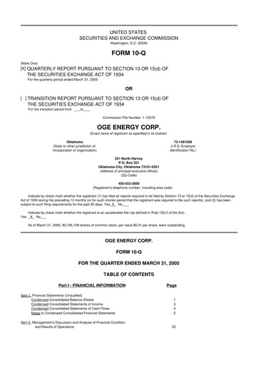 Vorschaubild OGE Energy
 10-Q Quartalsbericht  