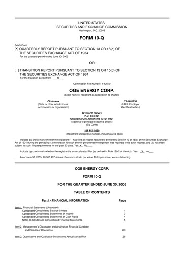 Vorschaubild OGE Energy
 10-Q Quartalsbericht  