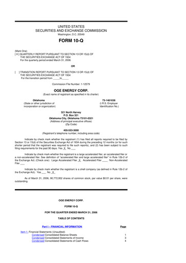 Vorschaubild OGE Energy
 10-Q Quartalsbericht  