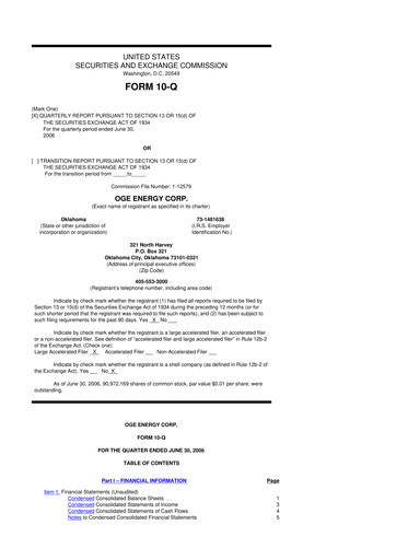 Vorschaubild OGE Energy
 10-Q Quartalsbericht  