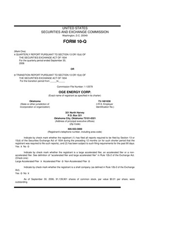 Vorschaubild OGE Energy
 10-Q Quartalsbericht  