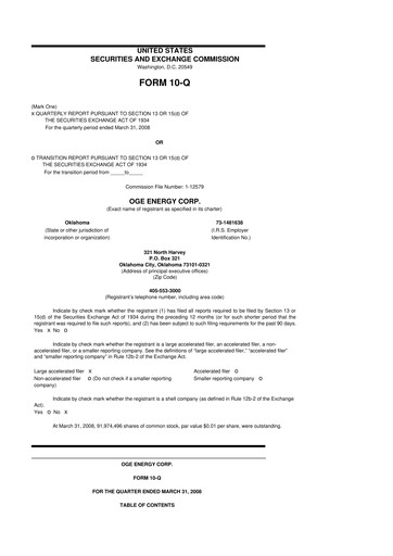 Vorschaubild OGE Energy
 10-Q Quartalsbericht  