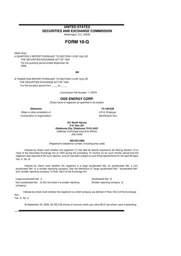 Vorschaubild OGE Energy
 10-Q Quartalsbericht  