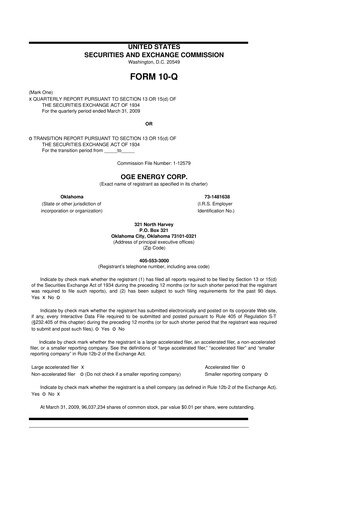 Vorschaubild OGE Energy
 10-Q Quartalsbericht  