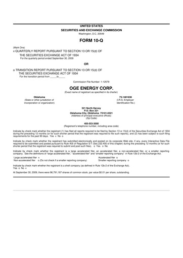 Vorschaubild OGE Energy
 10-Q Quartalsbericht  