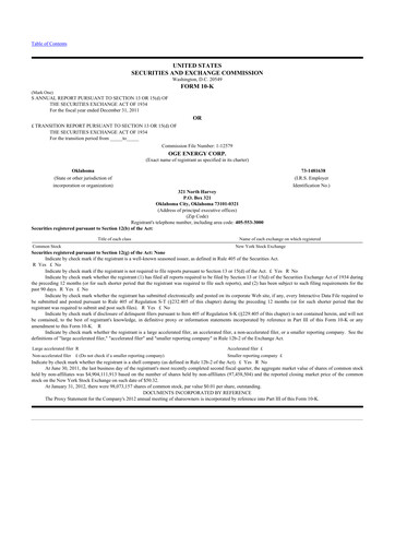 Thumbnail OGE Energy
 10-K Annual Report 2011