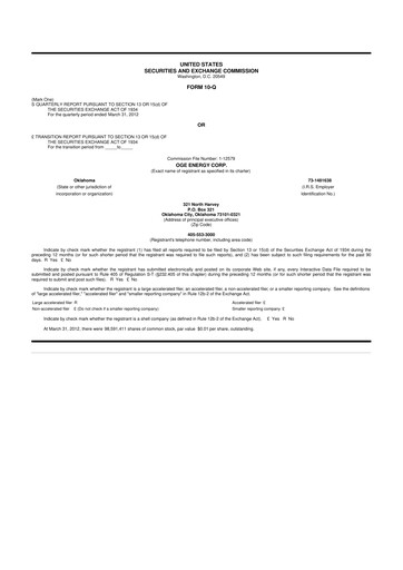 Vorschaubild OGE Energy
 10-Q Quartalsbericht 2012 