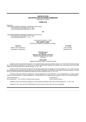 Vorschaubild OGE Energy
 10-Q Quartalsbericht 2013 