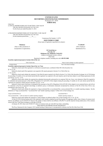 Thumbnail OGE Energy
 10-K Annual Report 2014