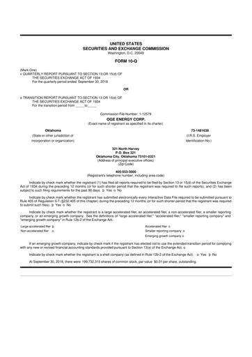 Vorschaubild OGE Energy
 10-Q Quartalsbericht 2018 