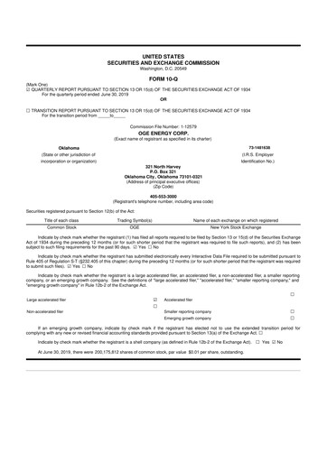 Vorschaubild OGE Energy
 10-Q Quartalsbericht 2019 