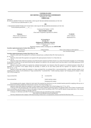 Thumbnail OGE Energy
 10-K Annual Report 2019