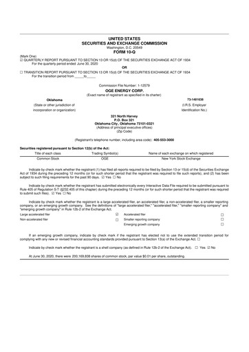 Vorschaubild OGE Energy
 10-Q Quartalsbericht 2020 