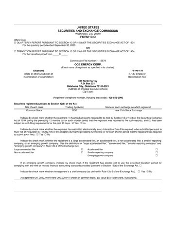 Vorschaubild OGE Energy
 10-Q Quartalsbericht 2020 