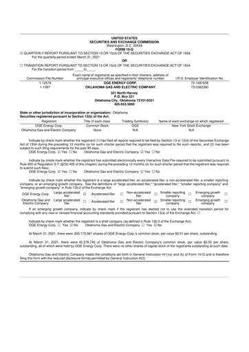 Vorschaubild OGE Energy
 10-Q Quartalsbericht 2021 