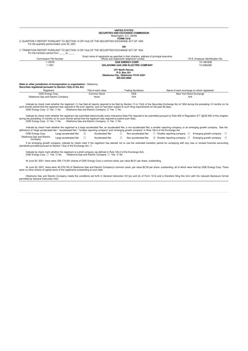 Vorschaubild OGE Energy
 10-Q Quartalsbericht 2021 