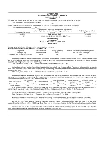 Vorschaubild OGE Energy
 10-Q Quartalsbericht 2022 