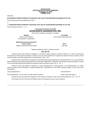 Thumbnail Accelerate Diagnostics 10-Q Quarterly Report FY2015 