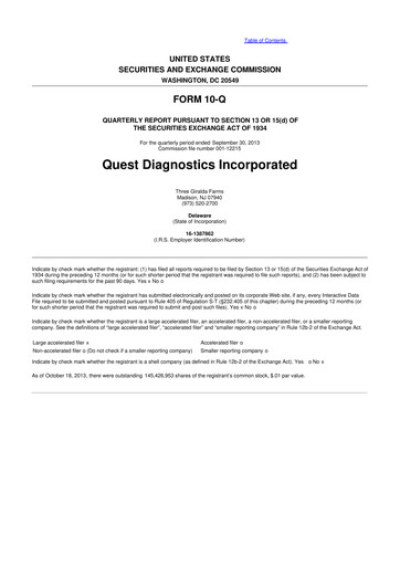 Vorschaubild Quest Diagnostics
 10-Q Quartalsbericht 2013 