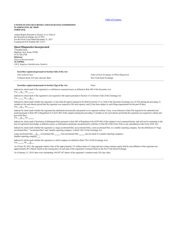 Thumbnail Quest Diagnostics
 10-K Annual Report 2013