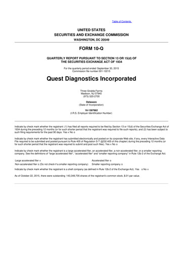 Vorschaubild Quest Diagnostics
 10-Q Quartalsbericht 2015 