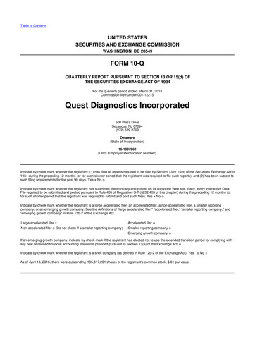 Vorschaubild Quest Diagnostics
 10-Q Quartalsbericht 2018 