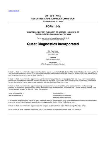 Vorschaubild Quest Diagnostics
 10-Q Quartalsbericht 2018 