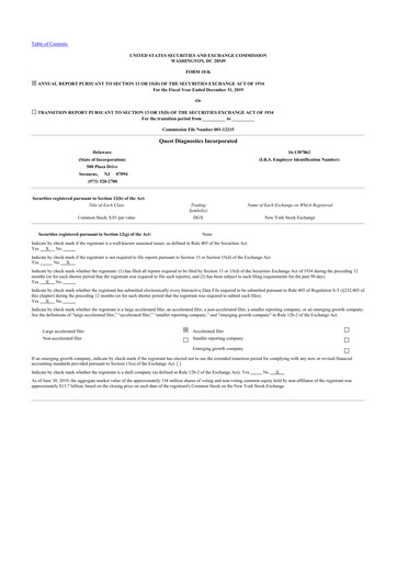 Thumbnail Quest Diagnostics
 10-K Annual Report 2019