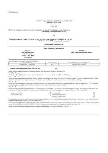 Thumbnail Quest Diagnostics
 10-K Annual Report 2021