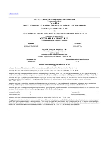 Thumbnail Genesis Energy  L.P. 10-K Annual Report 2012