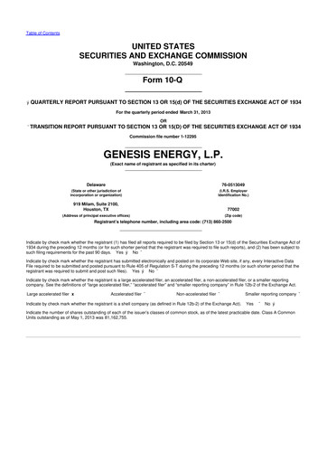 Thumbnail Genesis Energy  L.P. 10-Q Quarterly Report FY2013 