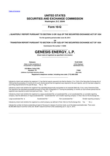 Thumbnail Genesis Energy  L.P. 10-Q Quarterly Report FY2013 