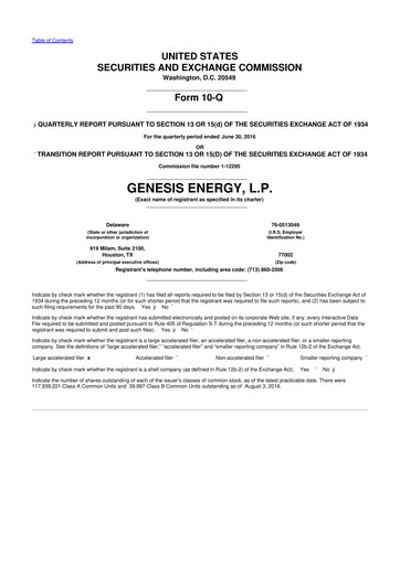 Thumbnail Genesis Energy  L.P. 10-Q Quarterly Report FY2016 