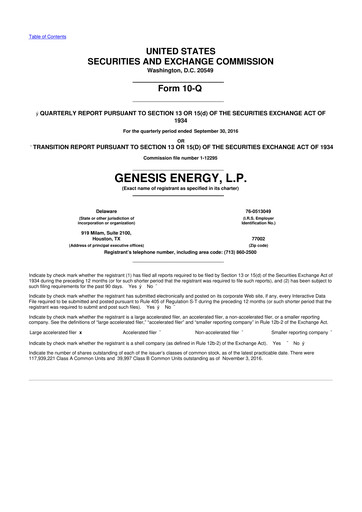 Thumbnail Genesis Energy  L.P. 10-Q Quarterly Report FY2016 