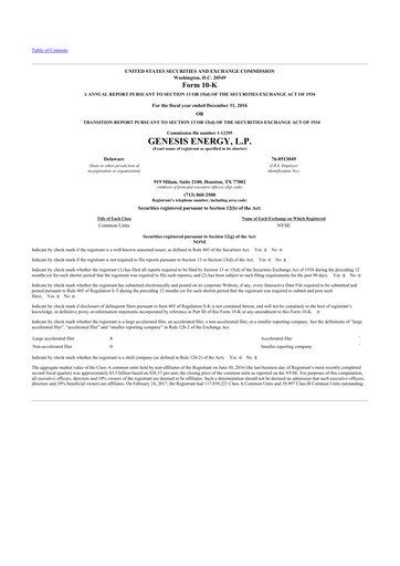 Thumbnail Genesis Energy  L.P. 10-K Annual Report 2016