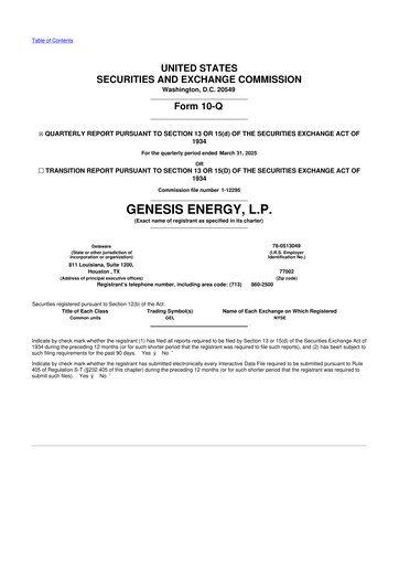 Thumbnail Genesis Energy  L.P. 10-Q Quarterly Report FY2025 
