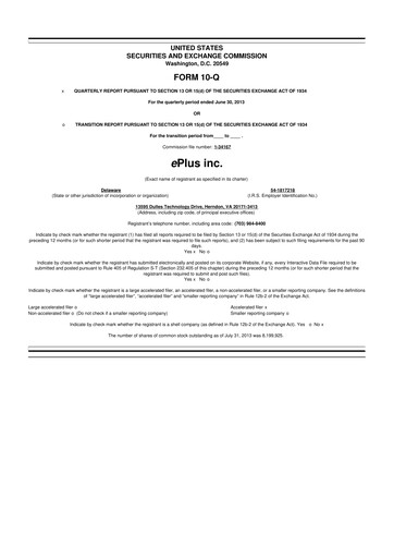 Thumbnail ePlus 10-Q Quarterly Report FY2014 
