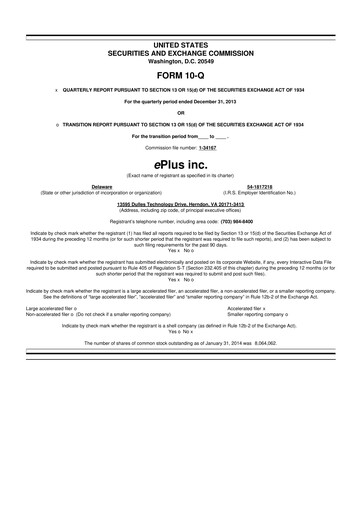 Thumbnail ePlus 10-Q Quarterly Report FY2014 
