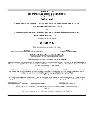 Thumbnail ePlus 10-Q Quarterly Report FY2015 