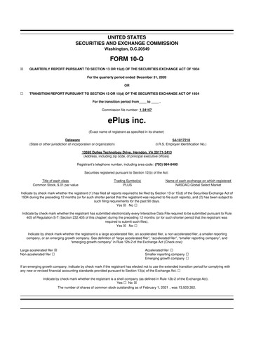 Thumbnail ePlus 10-Q Quarterly Report FY2021 