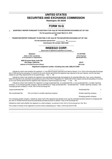 Vorschaubild Inseego 10-Q Quartalsbericht 2018 