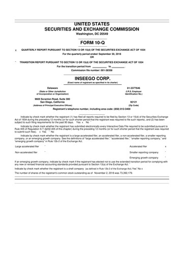 Vorschaubild Inseego 10-Q Quartalsbericht 2018 