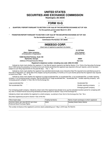 Vorschaubild Inseego 10-Q Quartalsbericht 2019 