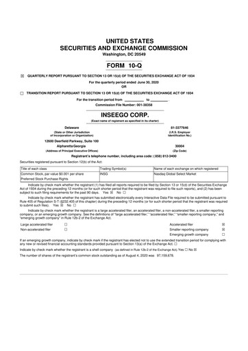 Vorschaubild Inseego 10-Q Quartalsbericht 2020 