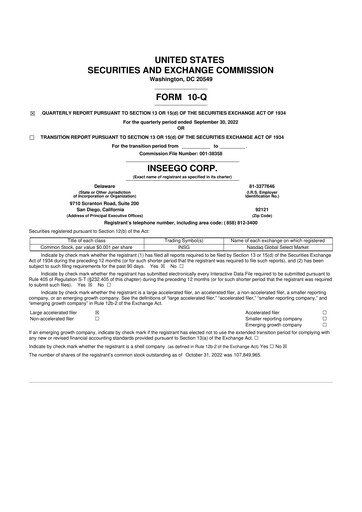 Vorschaubild Inseego 10-Q Quartalsbericht 2022 