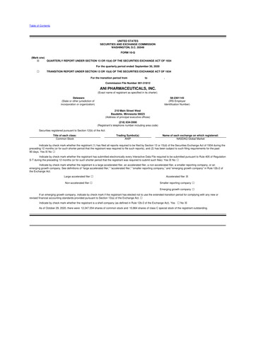 Thumbnail ANI Pharmaceuticals 10-Q Quarterly Report FY2020 