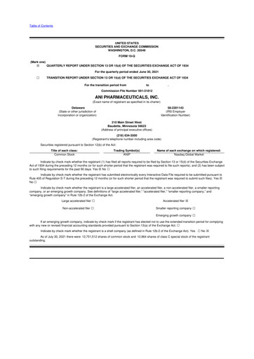 Thumbnail ANI Pharmaceuticals 10-Q Quarterly Report FY2021 
