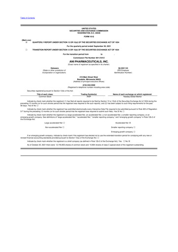 Thumbnail ANI Pharmaceuticals 10-Q Quarterly Report FY2021 