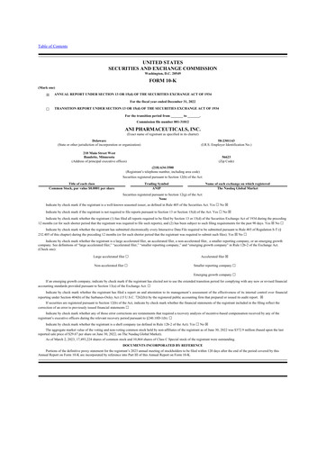 Thumbnail ANI Pharmaceuticals 10-K Annual Report 2022